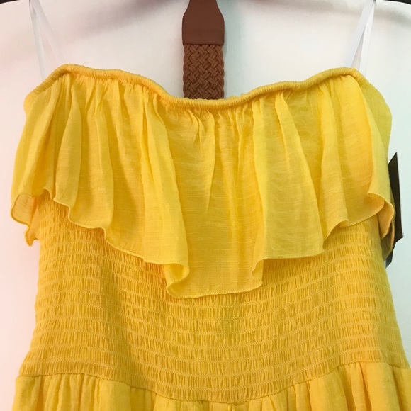 Juniors IZ Byer strapless yellow dress - Picture 3 of 7